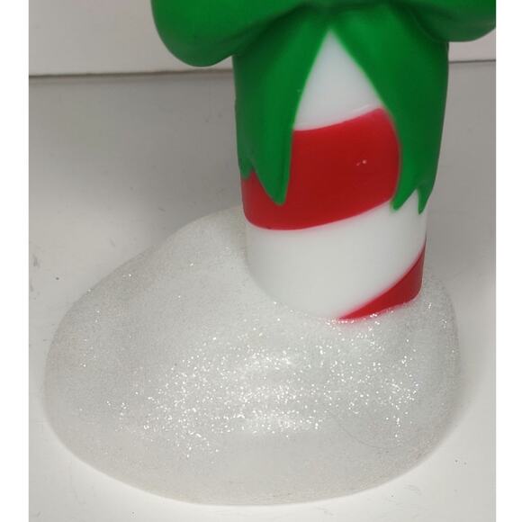 Peppermint Candy Cane Blow Mold Christmas Light Up‎ Battery Operated Green Bow - Picture 11 of 12